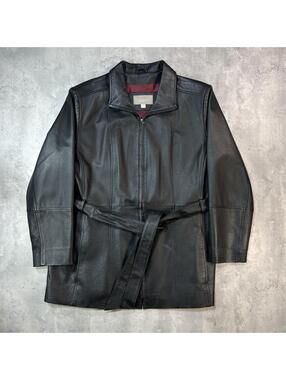 Vintage Black Croft & Barrow Genuine Leather Coat Jacket